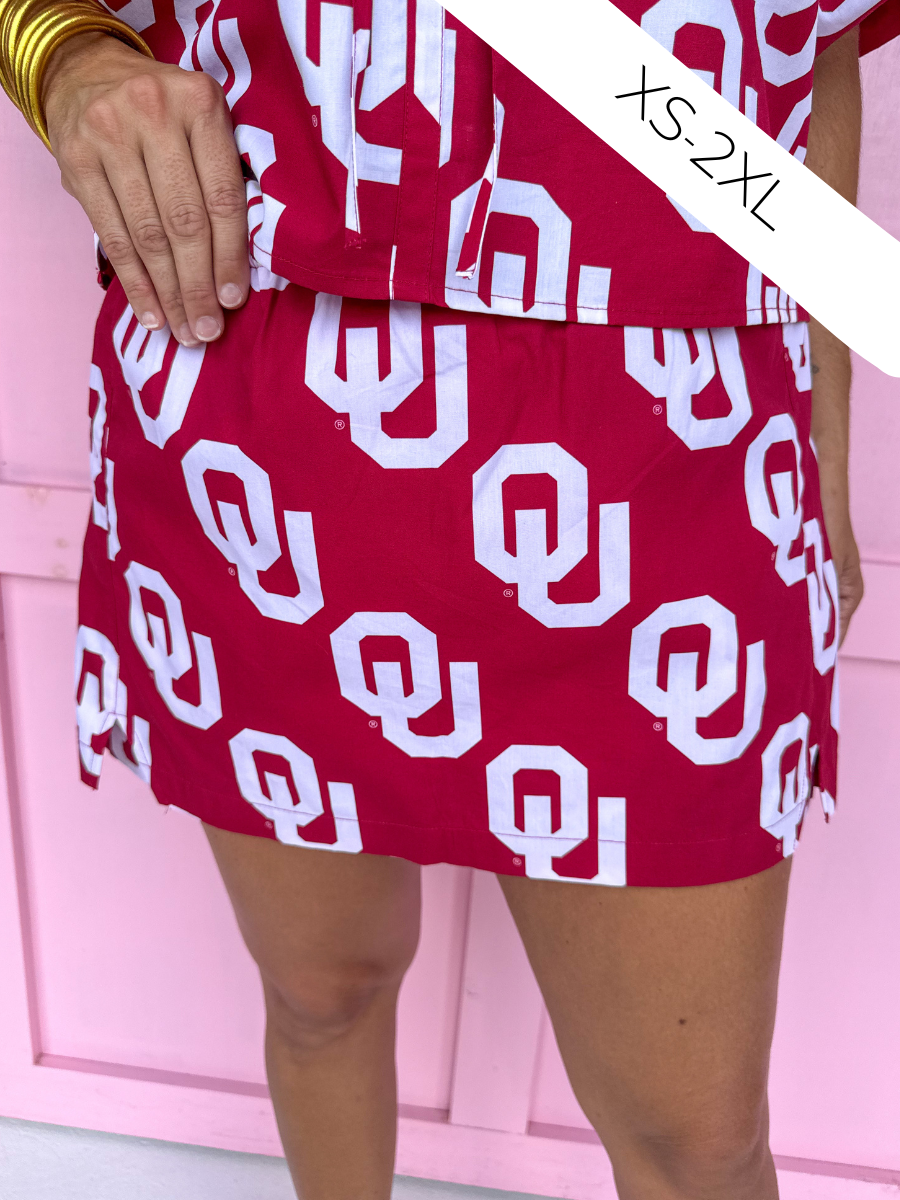 Stewart Simmons Poplin Skort Oklahoma® Sooners gameday womens boutique Jincy's