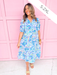 womens boutique dress maxi length side slits v neck floral colorful puff balloon sleeves jincy's 