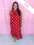 Polka Dot Pretty Dress - Crimson/White