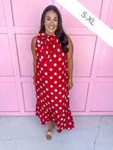 Polka Dot Pretty Dress - Crimson/White