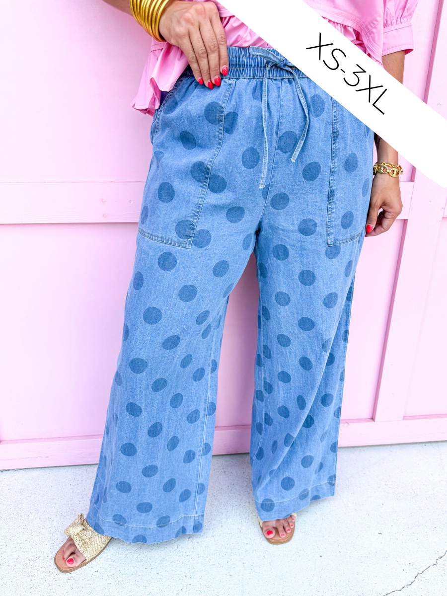 JINCY'S | Polka Dot Pants - Light Wash