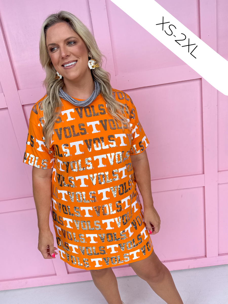 Stewart Simmons | Sequin Repeat T-Shirt Dress - Tennessee Stewart Simmons | Sequin Repeat T-Shirt Dress - Tennessee