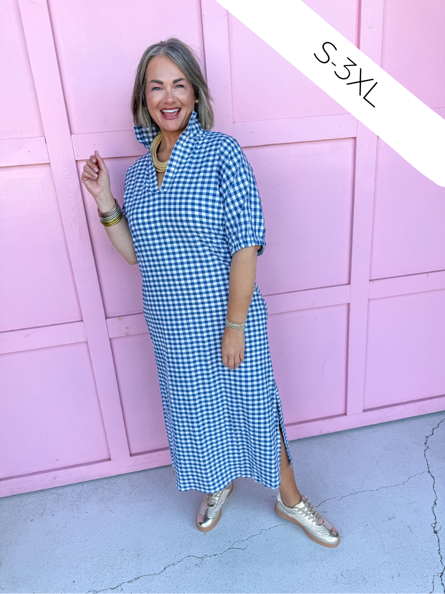 ADRIENNE | Blakely Dress - Navy Seer Gingham