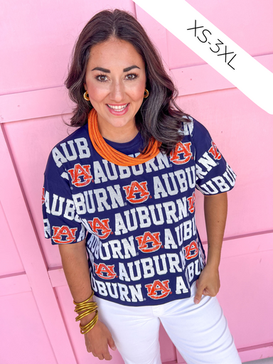 Stewart Simmons Sequin Repeat Tee Auburn® University Tigers War Eagles Gameday womens boutique Jincy's 