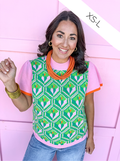 womens boutique sweater top short sleeve lightweight pink greens orange jincy's 