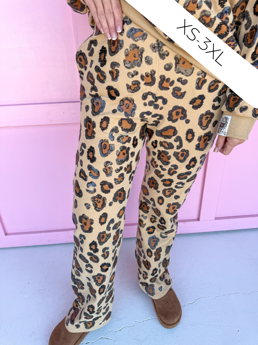 QUEEN OF SPARKLES | Leopard Pants tan brown black womens boutique jincy's