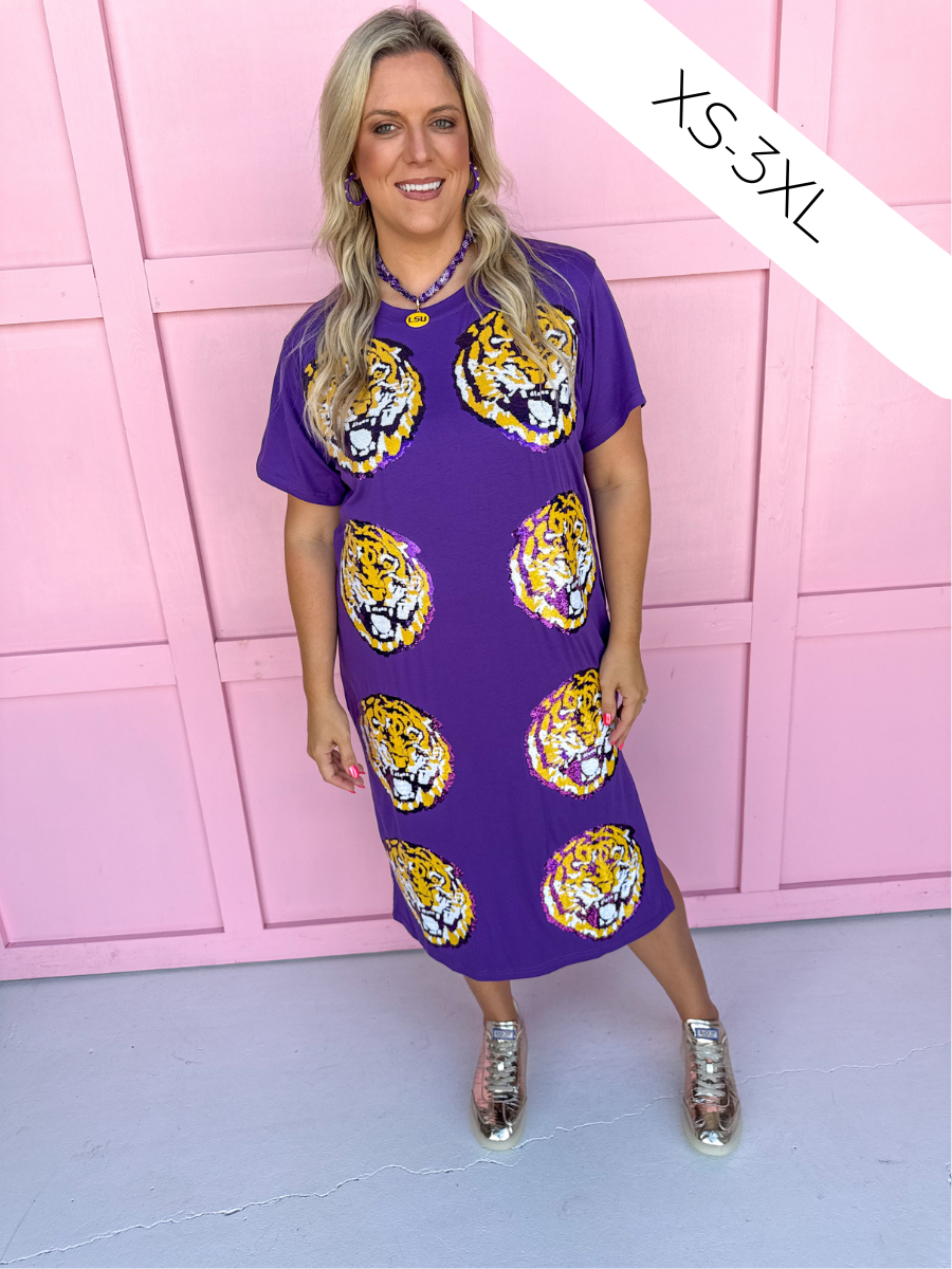 QUEEN OF SPARKLES | LSU® Mascot Midi Tee Dress