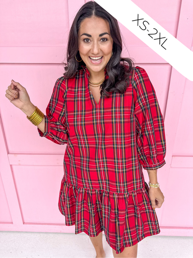 womens boutique christmas plaid tiered vneck mini length jincy's