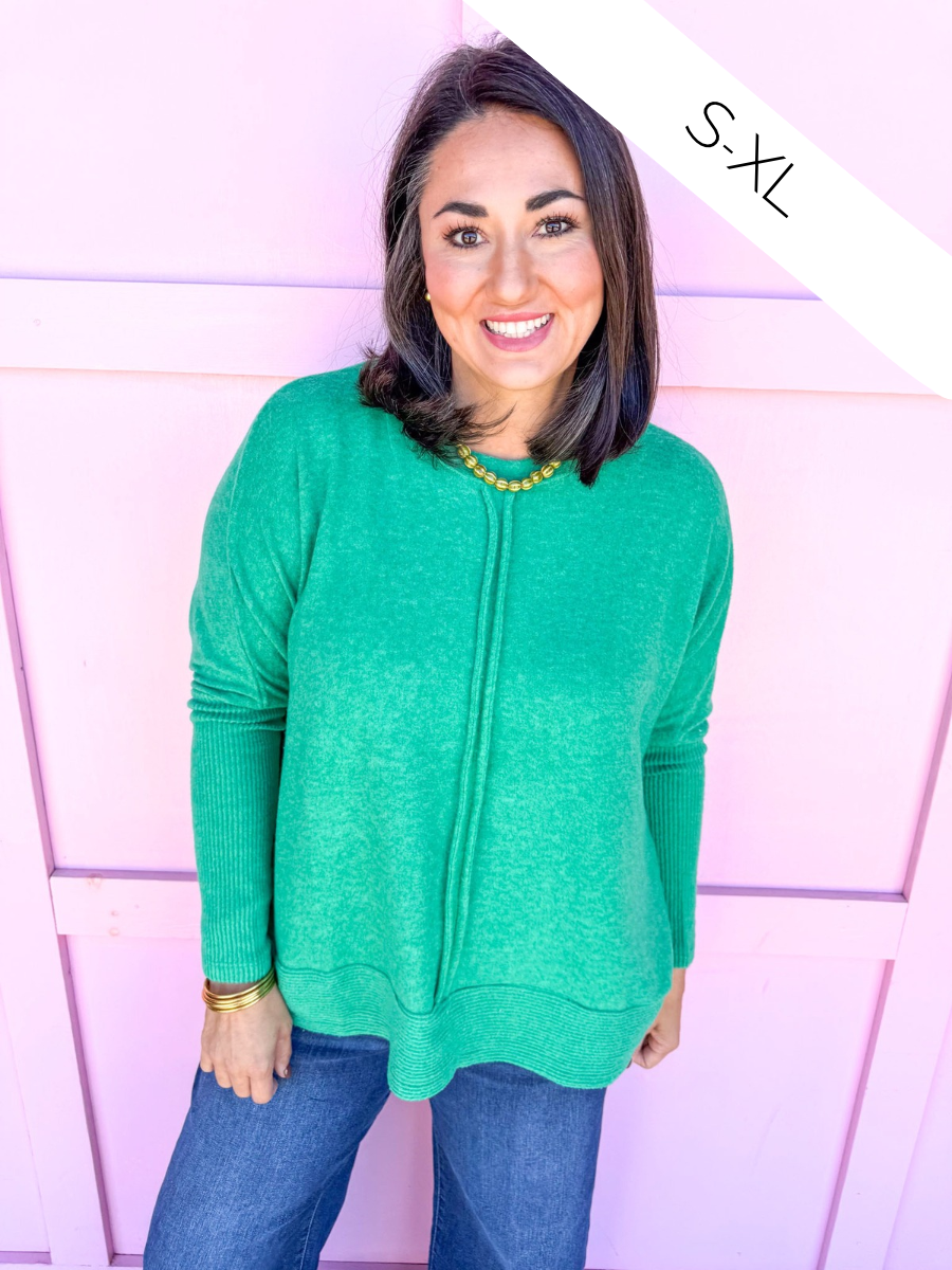 Keep It Easy Oversized Top - Kelly Green
