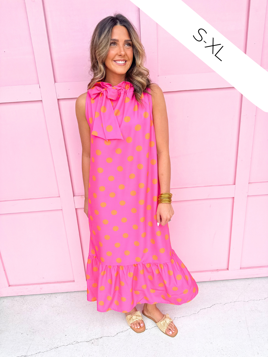 Polka Dot Dress Pink Orange Boutique Shipping Shopping Womens Jincys