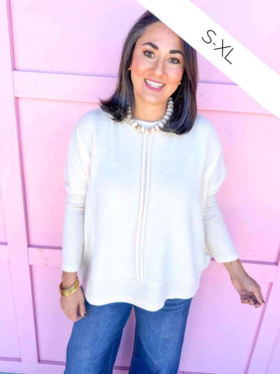 Keep It Easy Oversized Top - Beige