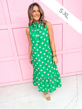 Polka Dot Pretty Dress - Kelly Green/Pink