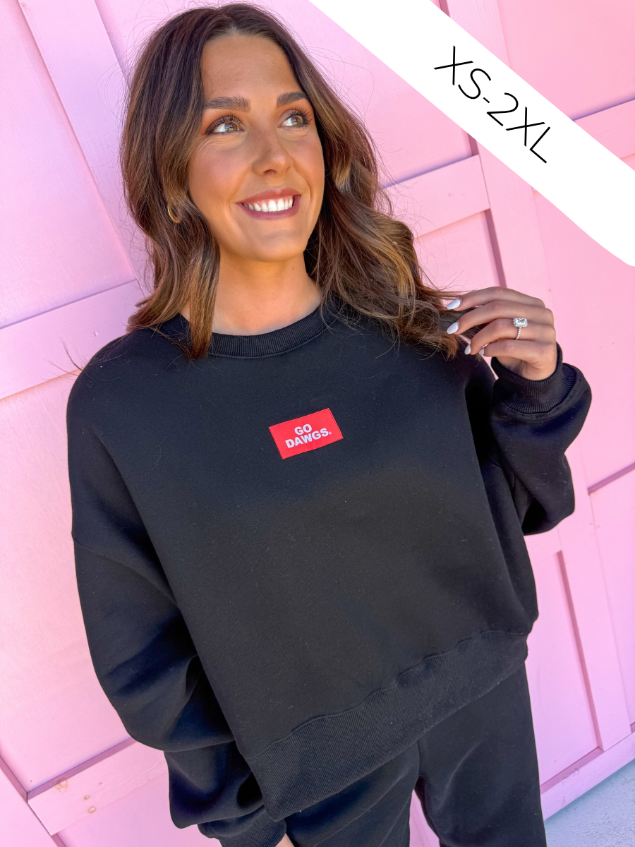 Scarlet & Gold | Becca Boxy Crewneck - Go Dawgs® - Black