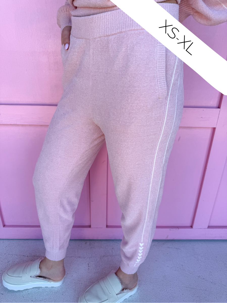 Barefoot Dreams Cozy Chic Heartbeat Stripe Pants lounge pants valentines day womens boutique jincy's