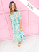 womens boutique dress maxi length side slits v neck floral colorful puff balloon sleeves jincy's 