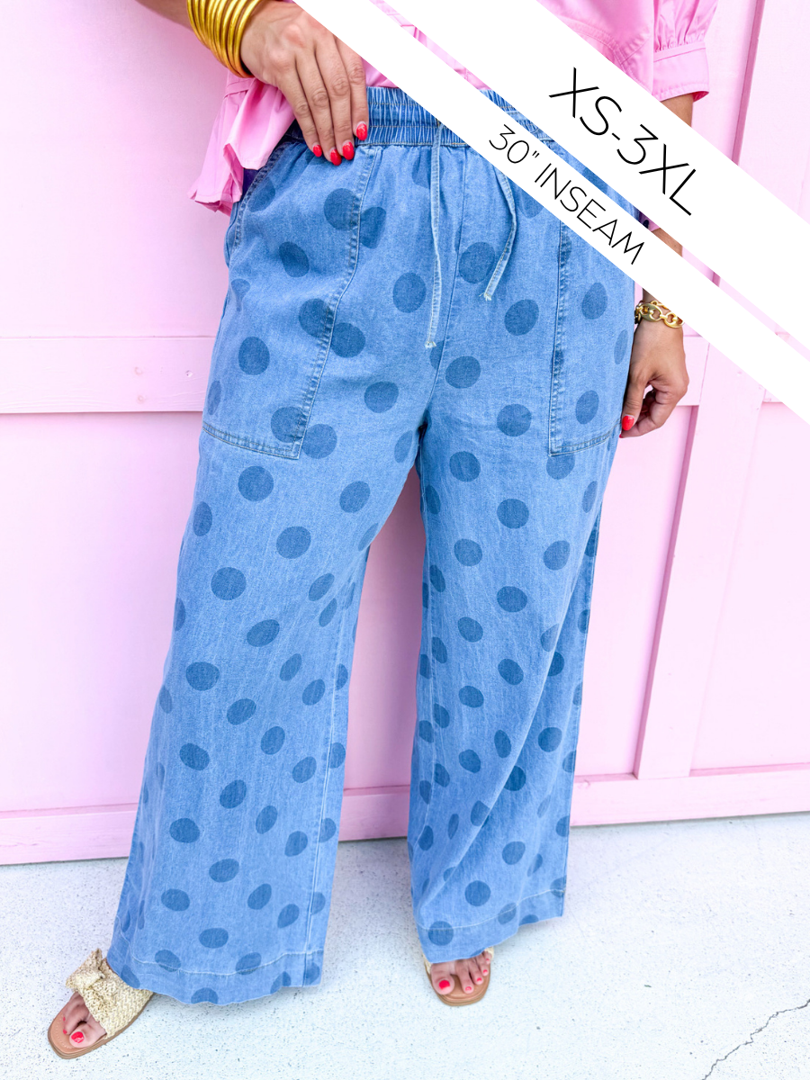 JINCY'S | Polka Dot Pants - Light Wash - PREORDER