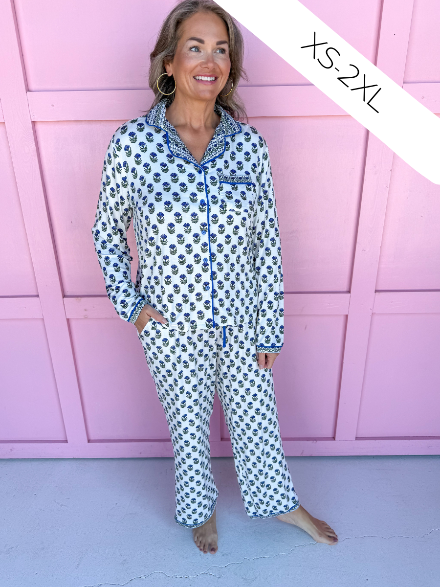 Mary Square | Charlotte L/S Pajama Set - Floral Foulard
