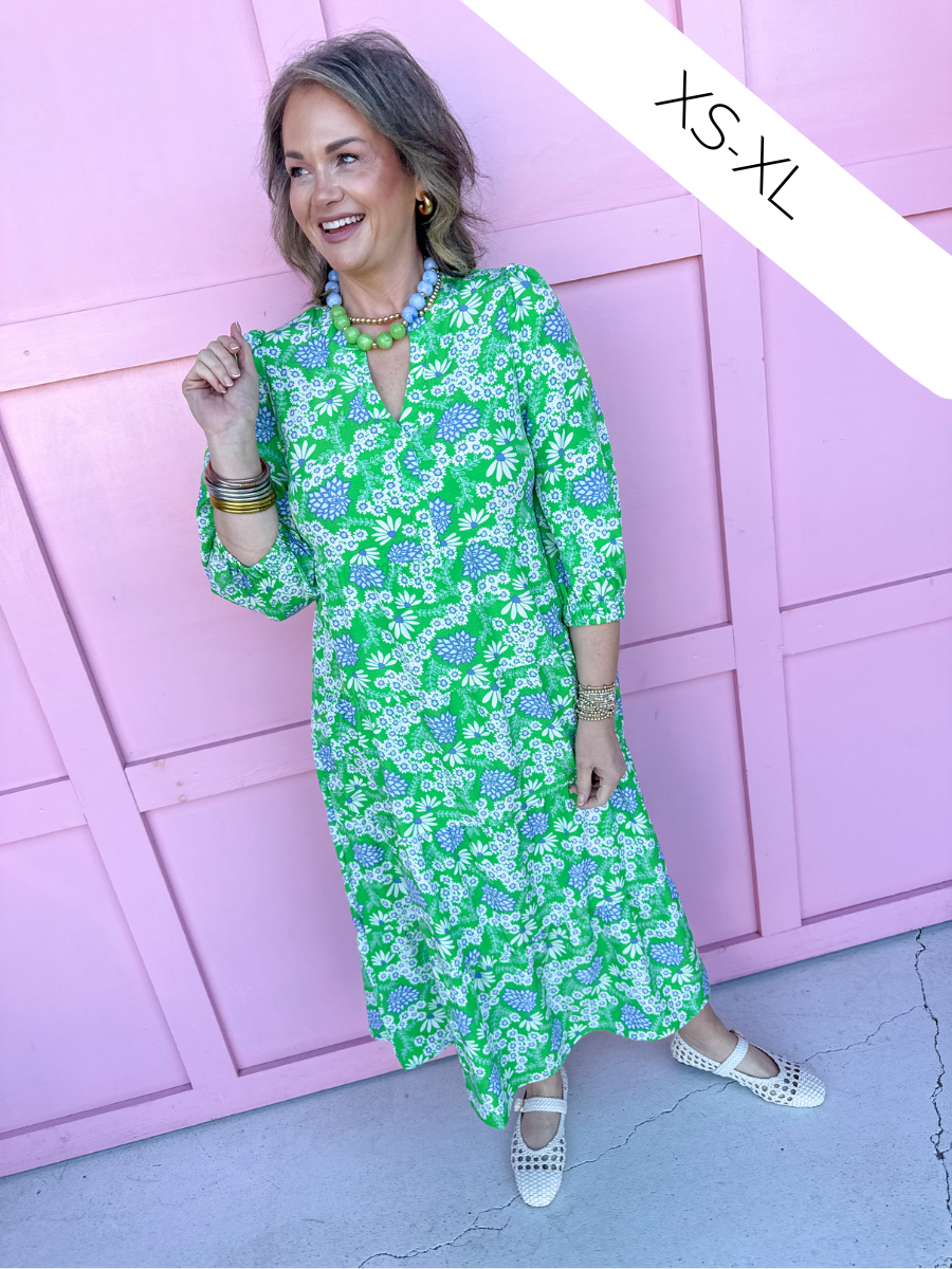 Mary Square | Cameron Dress - Daisy Chain Green