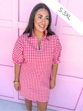 ADRIENNE | Charlotte Dress – Red Seer Gingham