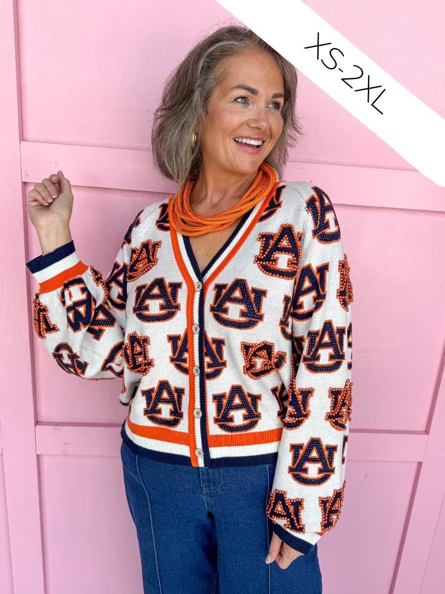 QUEEN OF SPARKLES | Auburn® Knit Mascot Cardigan