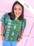 Stripe Meets Dot Top - Green