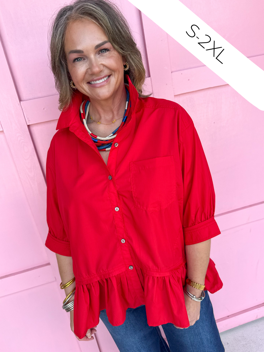 Ruffle & Ready Top - Red