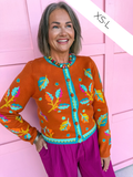 Turquoise Fall Leaves Cardigan