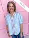 Mary Square Elaine Top Light Blue red ric rac puff sleeves womens boutique jincy's