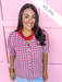 Mary Square Elaine Top Red/Blue/White Gingham button up puff sleeves womens boutique jincy's