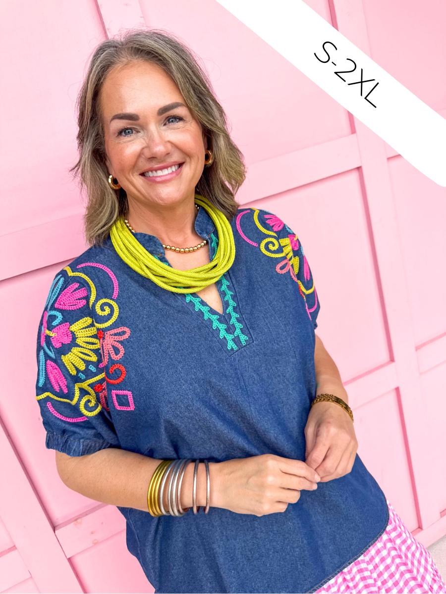 Charming Cues Top - Denim