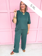 Taylor Crew Neck S/S Pant Set - Dark Green