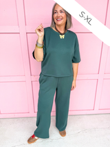 Taylor Crew Neck S/S Pant Set - Dark Green