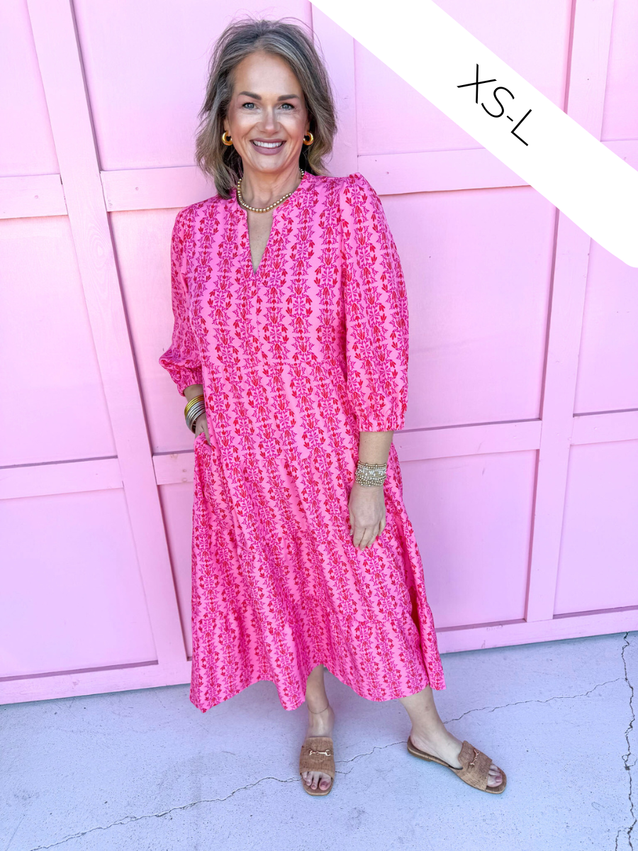 Mary Square | Cameron Dress - Heirloom Vine Pink