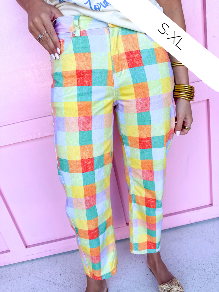 Ready & Checked Barrel Pants