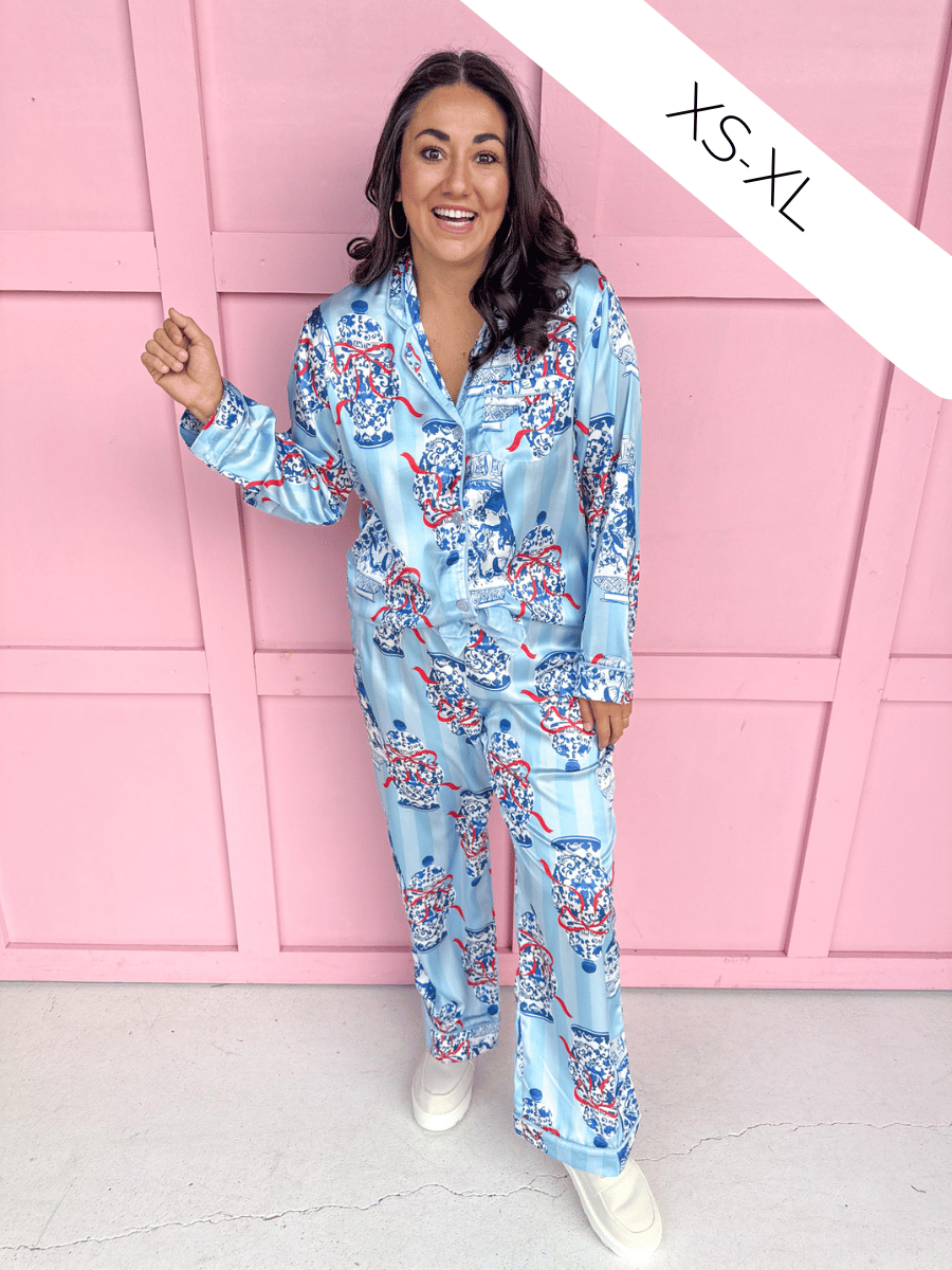 Ginger Jar Stripe Satin Pant PJ Set