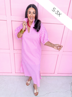 ADRIENNE | Blakely Dress - Pink Seer Gingham