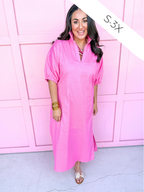 ADRIENNE | Blakely Dress - Bubblegum Jacquard Stripe