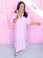 ADRIENNE | Blakely Dress - Pink Ten Stripe