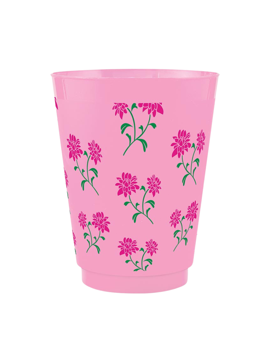 Mahjong Floral Frosted Cup Set