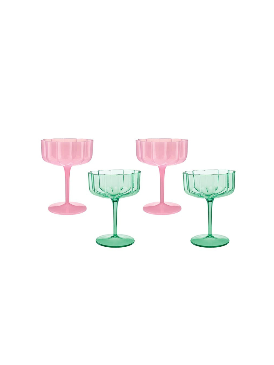 Mahjong Plastic Coupe Glass Set