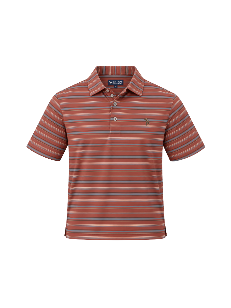 Southern Casanova | Dusty Cedar Polo stripes mens 