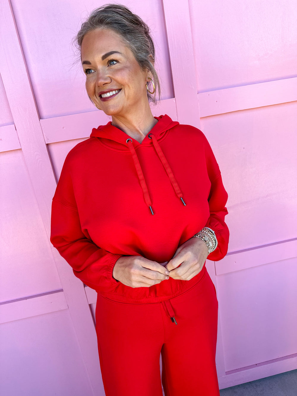 SPANX | AirEssentials Cinched Crop Hoodie - Red