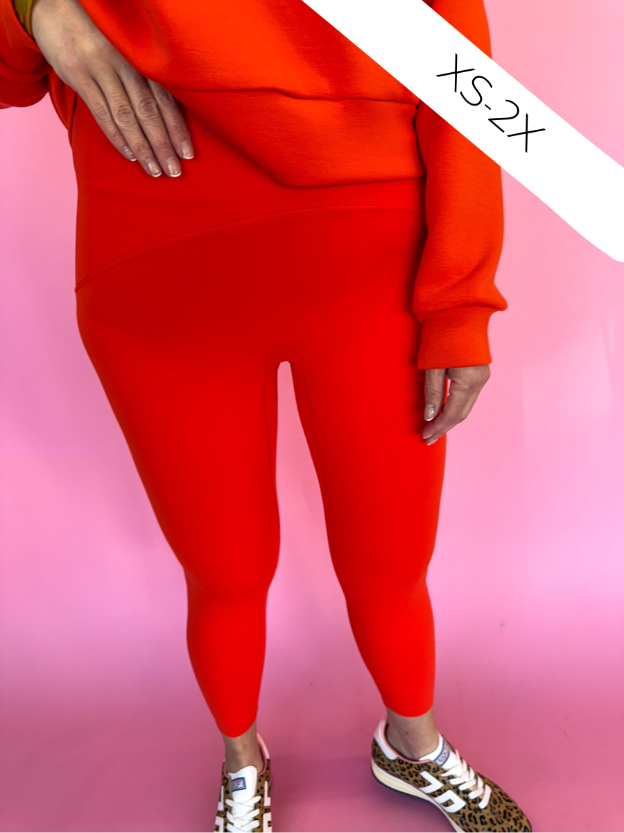 SPANX Booty Boost 7/8 Leggings Poppy Women's Leggings Athletic Wear On The Go Tummy Control Boutique Jincy's Athleisure Leisure Orange Red vibrant Plus Size