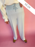 SPANX AirEssentials LUXE Straight Leg Pant Sky Women's Pants Elastic Waist Seam Detail Light Blue Wide Leg Women's Boutique Jincy's Plus Size