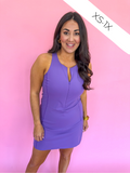 SPANX Get Moving Zip Front Dress Vibrant Lilac Bright Purple Athletic Dress Leisure On The Go Quarter Zip Sleeveless Tummy Control Women's Boutique Jincy's Plus Size Dress Mini