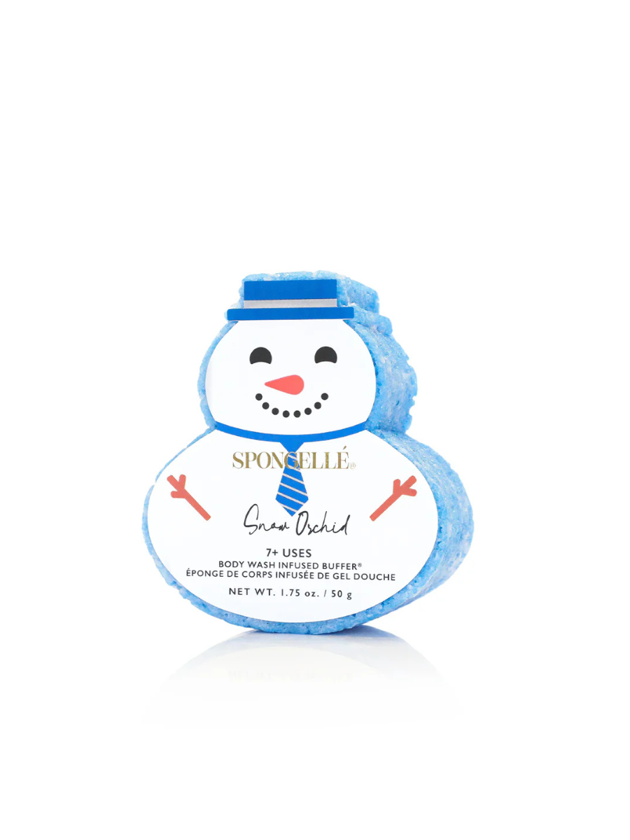 Spongelle | Blue Holiday Snowman Soap Sponge - Snow Orchid