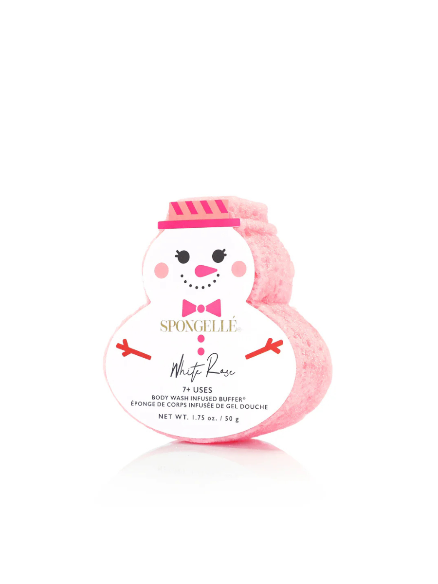 Spongelle | Pink Holiday Snowman Soap Sponge - Winter Rose