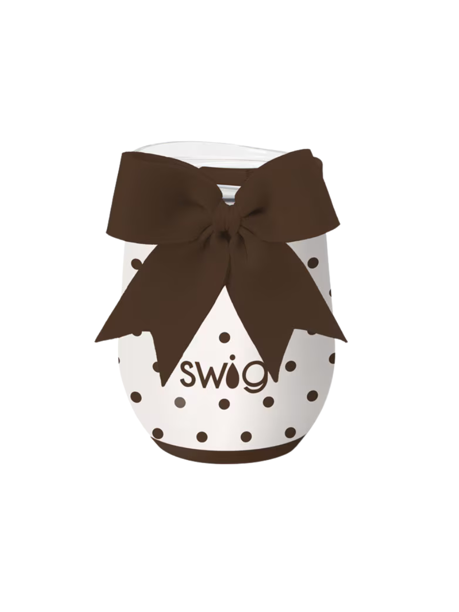 Swig | 12oz Stemless Wine Cup - Mocha Dots