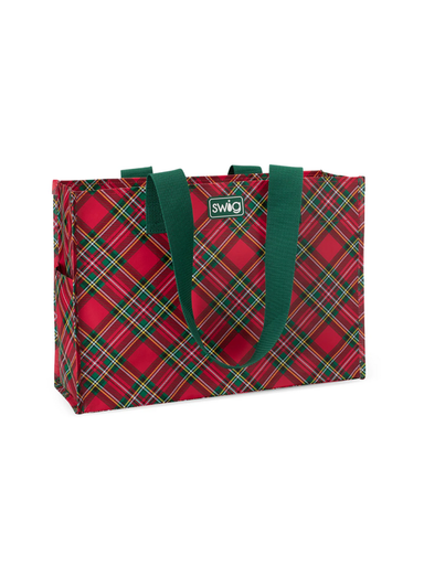 swig reusable large gift bag christmas plaid jincy's