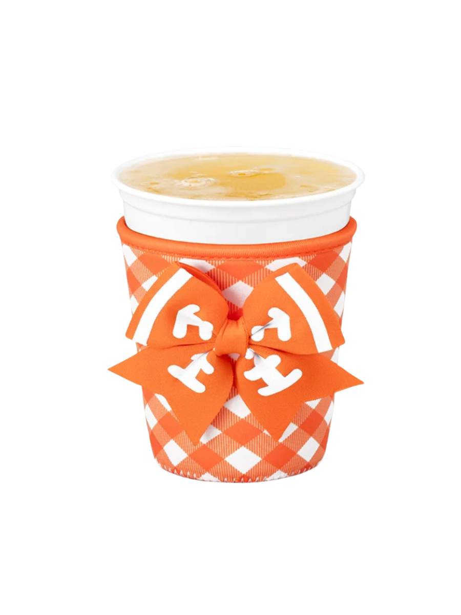 Swig Small Gameday Coolie Orange white gingham football bow womens gift jincy's